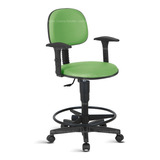Cadeira Caixa Alta Secretaria Braco Rodízios Rv Verde