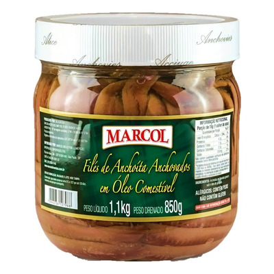 Filé De Anchova Aliche Em Óleo Marcol Argentina 1,1kg \u002F 850g | MercadoLivre