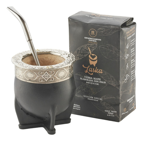 Mate Imperial Premium Calabaza + Bombilla + Yerba Laska 