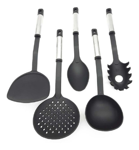 Set De Utensilios De Cocina Nylon Mango Acero