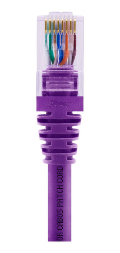 Kit 6 Patch Cord Cat6 100% Cobre Roxo 3 Metros