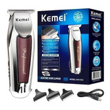 Maquininha Acabamento Detalhes Cabelo Barba Kemei 9163 Cor Prateado 110v/220v