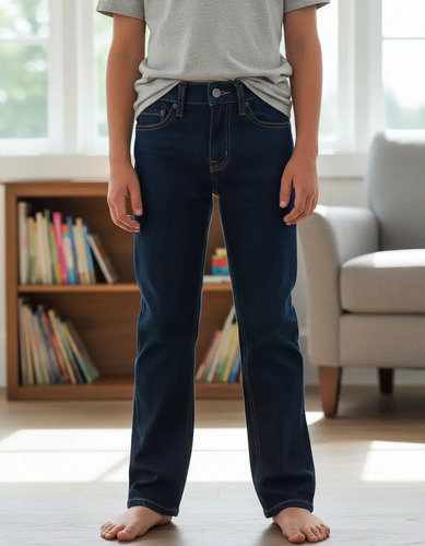 Pantalon Azul Marino Para Niño Corte Recto Casual Y Comodo