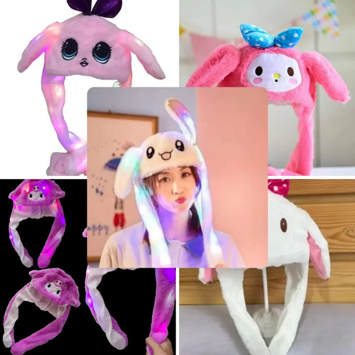 10 Pzs Gorro Levanta Orejas Luz Led Niño Niña Mayoreo Invier