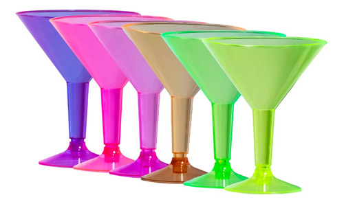 Copa Martini De Plástico Color Neón (36 Piezas)