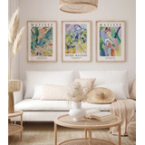 Set De 3 Cuadros Con Vidrio Abstractos Matisse Obras De Arte