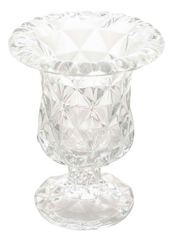 Vaso Com Pé De Vidro Diamond 14,5 X 11,5cm