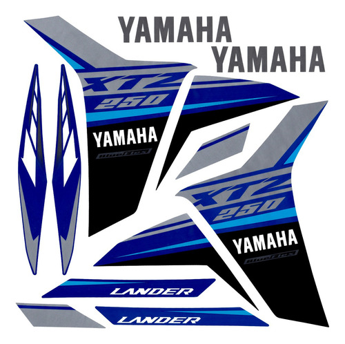 Kit Jogo Adesivo Yamaha Lander 250 Azul Ano 2021/2022