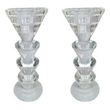 Candelabro X2 Vidrio 16cm Soporte Porta Vela Decoracion