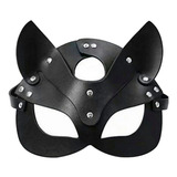 Mascara Antifáz Gatita Kitty Mujer Eco Cuero Remaches Negro