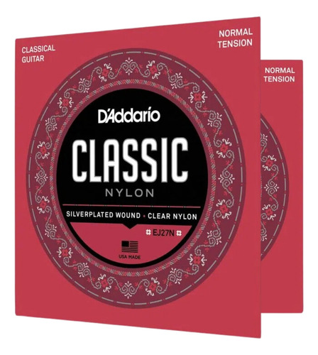 Encordoamento D'addario Ej27 Para Violão Nylon 6 Cordas 