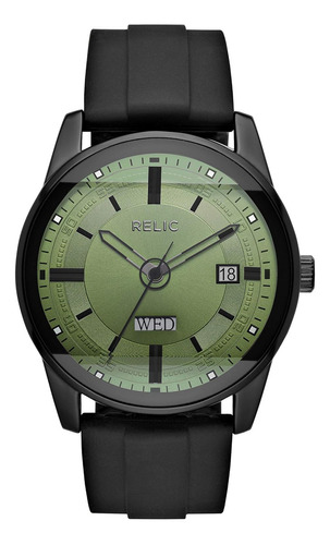 Reloj Relic By Fossil Zr12227 Relic By Fossil Zr12227 Reliq Color De La Correa Negro Color Del Bisel Acero Inoxidable Color Del Fondo Verde