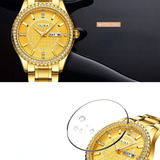 Reloj De Cuarzo Luminoso Olika Diamond Calendar Color Del Fondo Silver Golden Blue