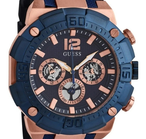 Reloj Guess Gw0264g4 Wr De Caucho Azul Para Hombre