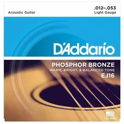 Encordado Guitarra Acústica D'addario Ej16 12/53