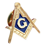 Pin Solapa Color Oro Escuadra Brújula Mason Masonería Hombre