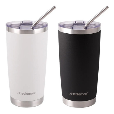 Termo De Acero Inoxidable Vaso Termico Doble Pared 2 Piezas Blanco\u002Fnegro | Envío gratis