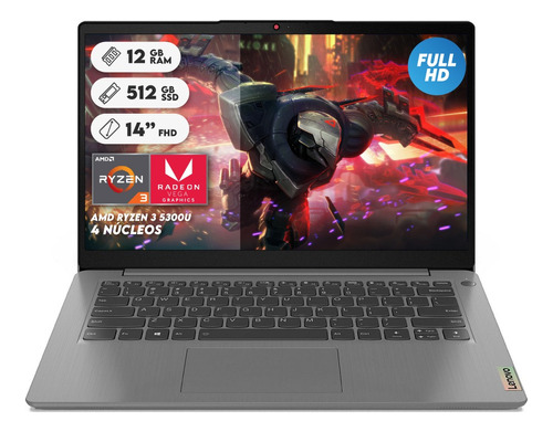 Portatil Lenovo Ryzen 3 5300u Ram 12gb Solido 512gb Fhd