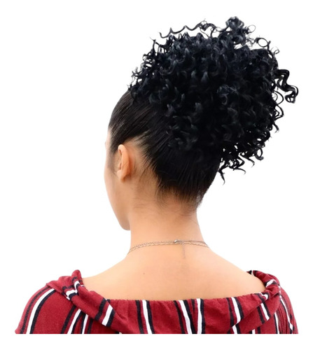 Coque Afro Puff De Cabelo 100% Orgânico Cacheado 20cm 90gr