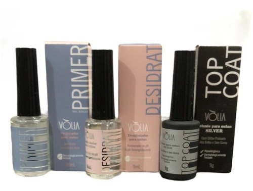 Kit Primer 10 Ml Desidrat Ph 9 Ml Top Coat Volia