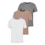 Kit 3 Camisetas Camisas Basica Masculina Lisa Slim Fit  