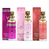 Kit 3 Perfumes Amakha Paris - 521 Rose Vip 521 Sexy 521 Vip