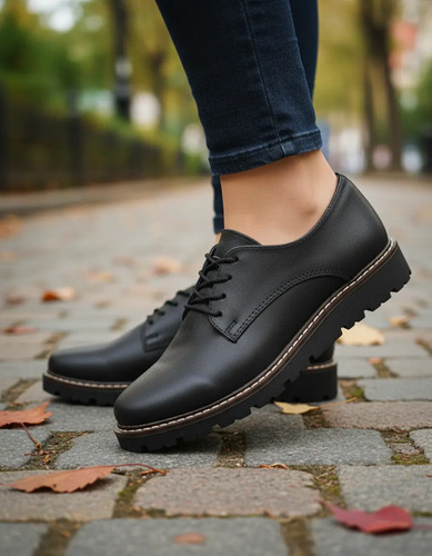 Zapato Cerrado Napa Casual Vestir Agujeta Mujer Cosido | Meses sin interés