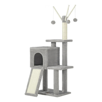 Feandrea Árbol Para Gatos Con 3 Postes Y Cueva Color Gris Claro