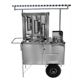 Carrinho De Churrasco Grego Inox Com 1 Torre 3 Queimadores