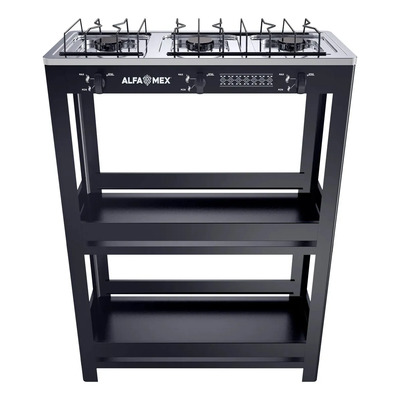 Parrilla Anaquel 3q A Gas L.p. , Acero Inox. Estufa Alfamex Color Negro | Envío gratis