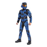 Disfraz Halo Spartan, Mono Y Máscara Azul Halo