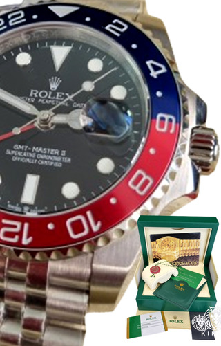 Relógio Rolex Gmt Master 2 Pepsi Safira Base Eta 2840 Caixa