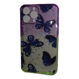 Funda Mariposa Brillos Reforzada Compatible Con iPhone 13 14