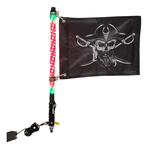 Antena Led Rgb 60 Cm Bandera Pirata Atv Cuatrimoto Rzr Canam