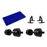 Kit Set Mancuernas 8 Kg + Colchoneta + Push Up Eco Combo