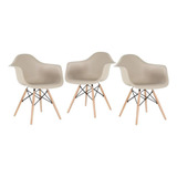 3 Cadeiras  Eames Wood Daw Com Braços Jantar Cores Estrutura Da Cadeira Nude