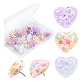 20pcs Push Pins, Corazón Glitter Lentejuelas Push Pins...