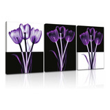 Lienzo De Flores Moradas  Arte De Pared  Flores Transpa...