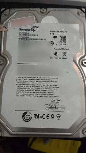 Hd Interno Seagate Barracuda 1tb Sata 7200rpm(já Formatado)