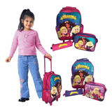 Kit Mochila Infantil Rodinhas Princesas + Lancheira + Estojo