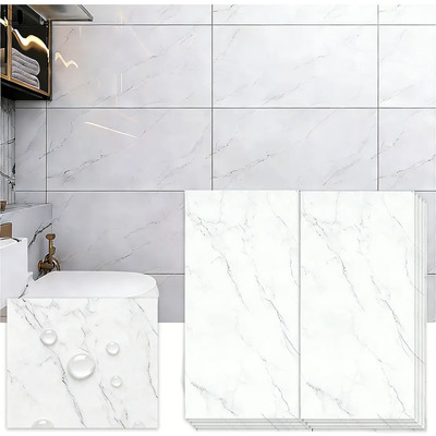 10 Pzs Paneles Decorativos De Pared Pvc Autoadhesivos 30x60cm, Tapar Imperfecciones Pared, Decoración De Hogar Sala Y... Blanco Marfil Simulación De Vetas De Mármol