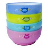 Bowl Compotera Infantil Plástico Pack X 4 Animal Colores 