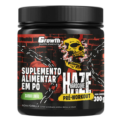 Pré-treino Haze Hardcore 300g Growth Supplements - Limão | Frete grátis