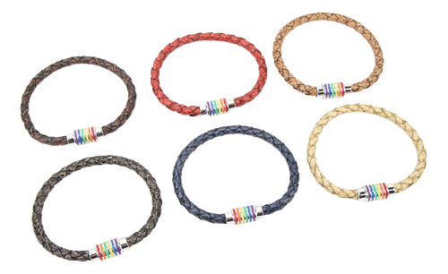 Pulsera Lgbt Pride, 6 Piezas, De Acero Inoxidable, Trenzada