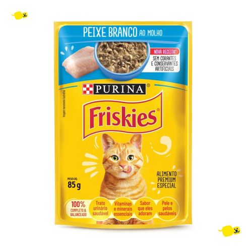 Kit 15 Un Sache Friskies Gato Peixe Branco Molho 85g Petisco