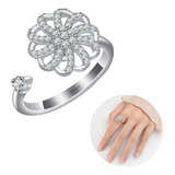 Anillo Antiestres Ajustable Giratorio Mujer Circon Ansiedad