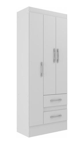 Guarda-roupa Solteiro Nobre 3 Portas 2 Gavetas  Cor Branco