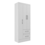 Guarda-roupa Solteiro Nobre 3 Portas 2 Gavetas  Cor Branco