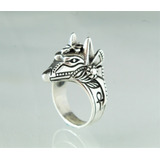 Anillo Dios Anubis Guia Almas Plata 925 Solida Chacal A560 