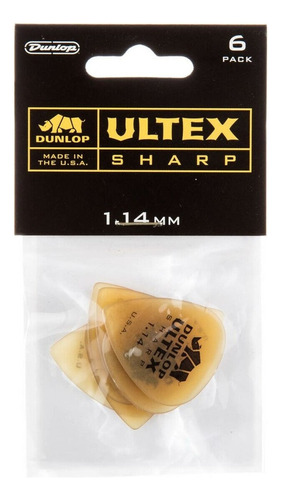 6 Plumillas Dunlop Ultex Sharp 1.14 433p1.14 Color Amarillo/transparente